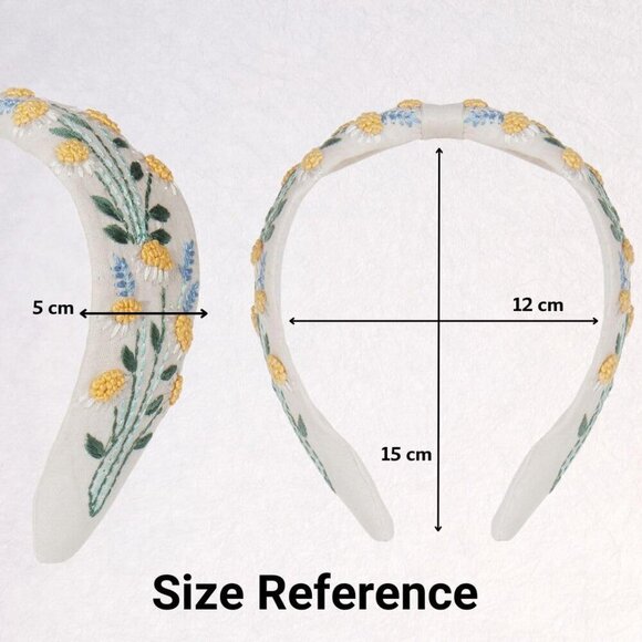 Hand Embroidered Floral Headband Cotton Holiday Hair Accessory Women Girls main image 5